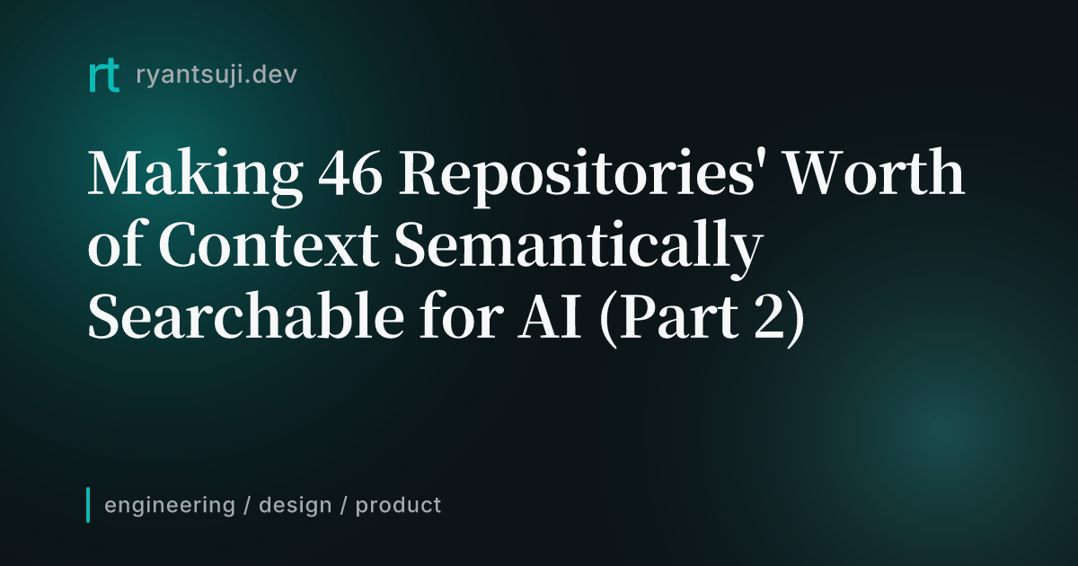 Making the Context Across 46 Repositories Semantically Searchable for AI